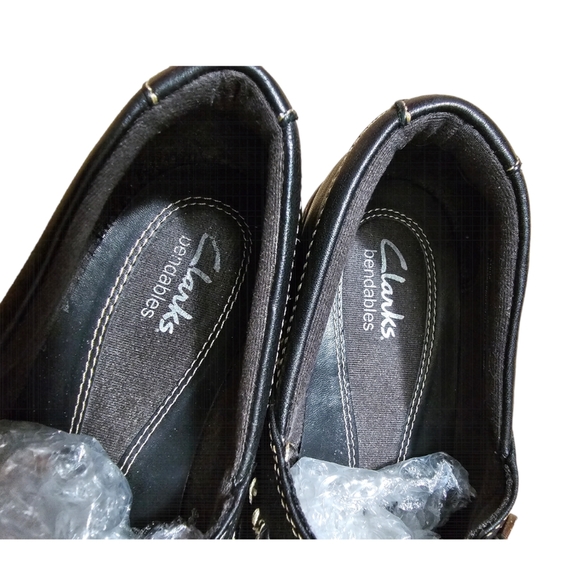 Clarks unloop black slip on shoe size 8M leather flats shoes - Picture 5 of 9